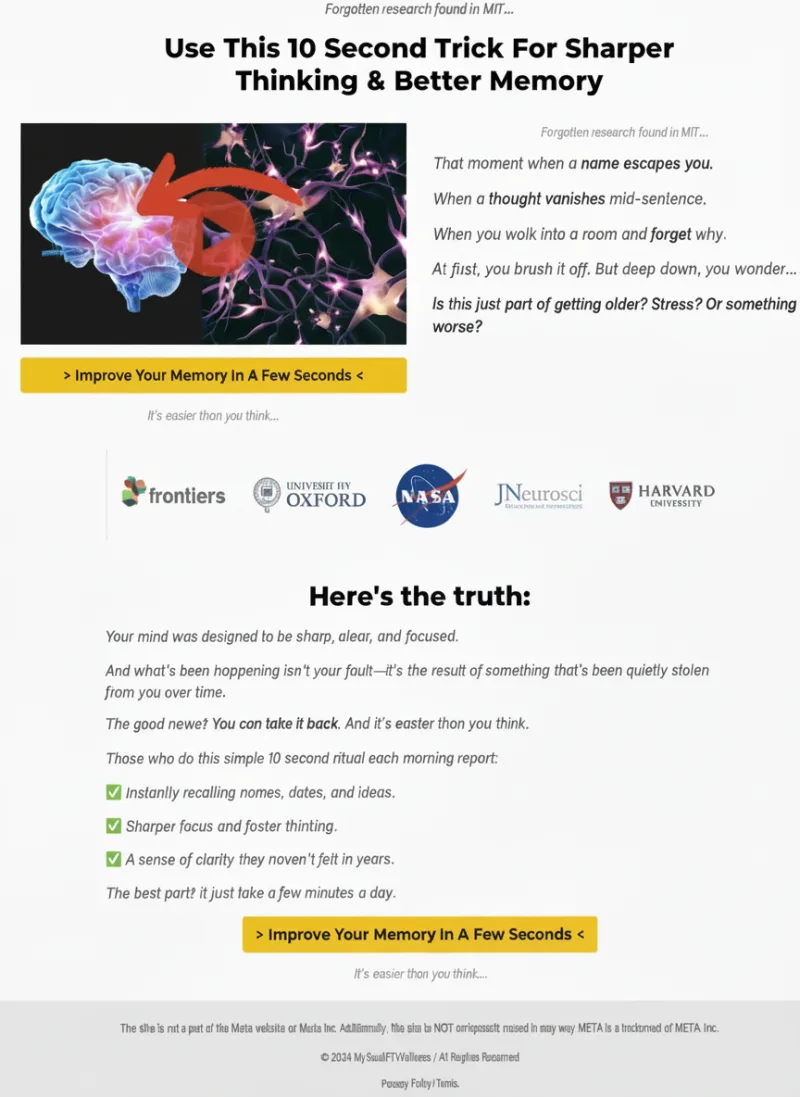 Brain & Cognitive Wellness Landing Page